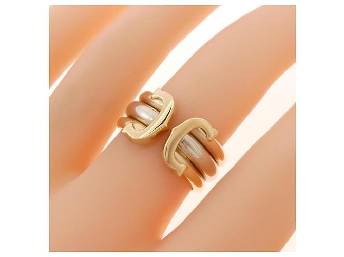 Anello Cartier 2C in oro bianco giallo e rosa 18K - vista 4