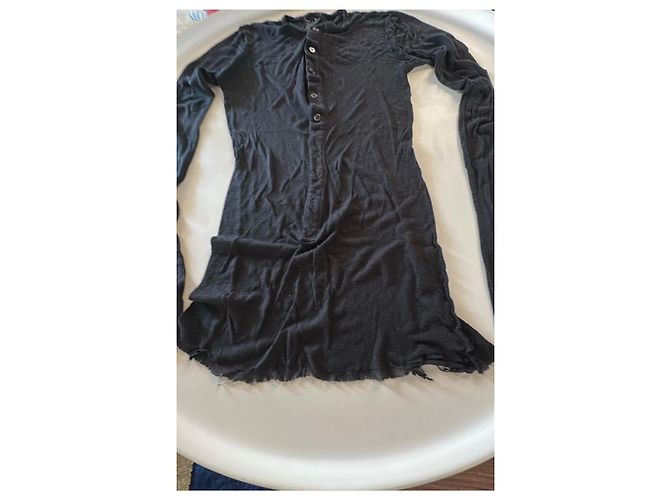 Ann Demeulemeester Camiseta de manga larga negra con botones Negro - vista 4