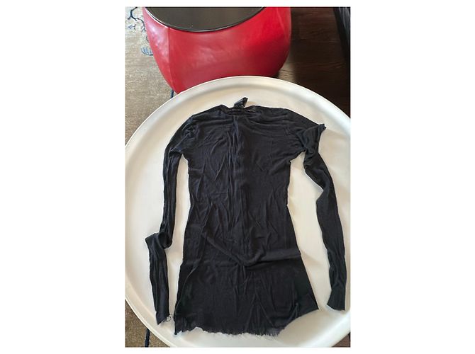 Ann Demeulemeester Camiseta de manga larga negra con botones Negro - vista 5