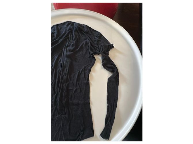 Ann Demeulemeester Camiseta de manga larga negra con botones Negro - vista 7