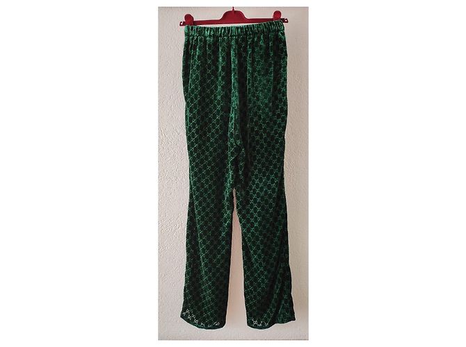 GUCCI GG DEVORÉ SAMTHOSE Grün - Ansicht 4