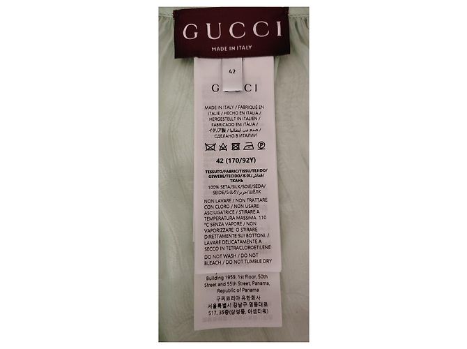 GUCCI CAMICIA IN CHIFFON DI SETA. Verde - vista 3