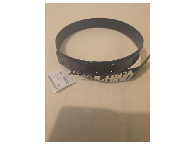 Moschino Gürtel aus schwarzem Leder mit silbernem Logo - Ansicht 5
