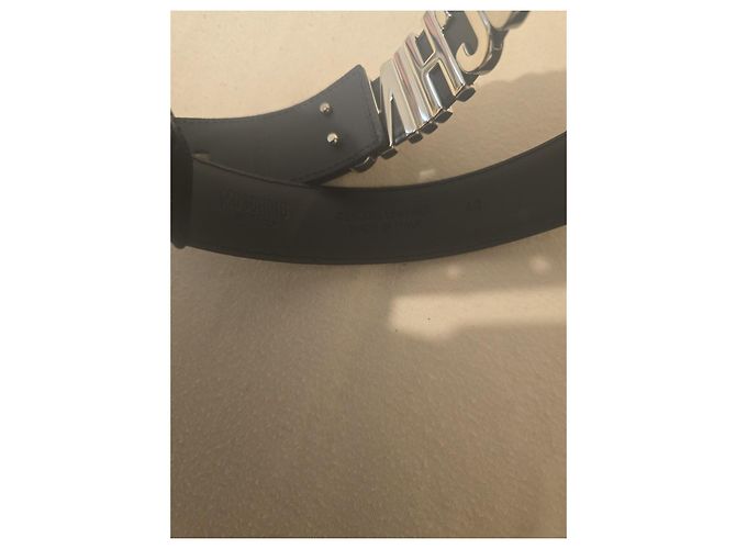 Moschino Gürtel aus schwarzem Leder mit silbernem Logo - Ansicht 6