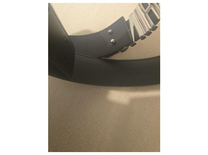 Moschino Gürtel aus schwarzem Leder mit silbernem Logo - Ansicht 7