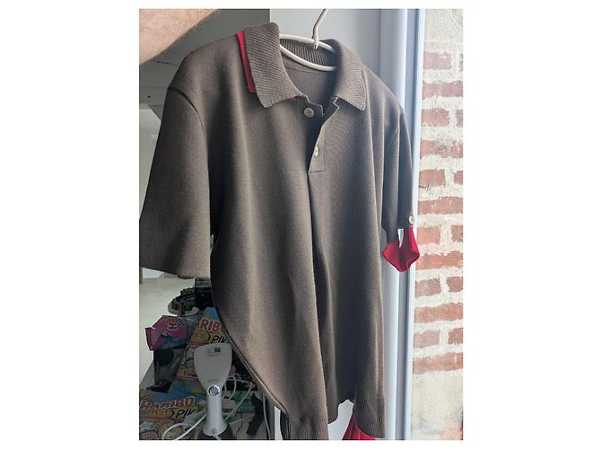 Polo Jacquemus in lana merino marrone e rossa Rosso - vista 7