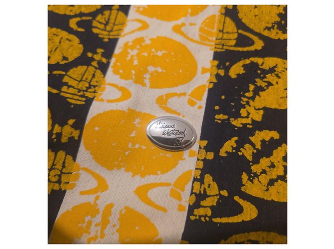 Saco cabas Vivienne Westwood "Orb" em lona amarela e preta Preto Branco Amarelo - vista 8