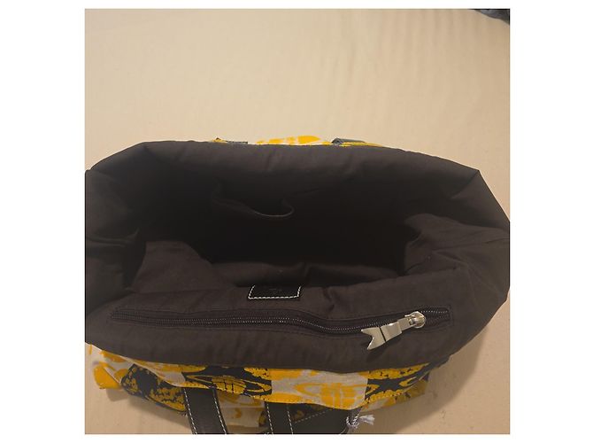 Saco cabas Vivienne Westwood "Orb" em lona amarela e preta Preto Branco Amarelo - vista 9