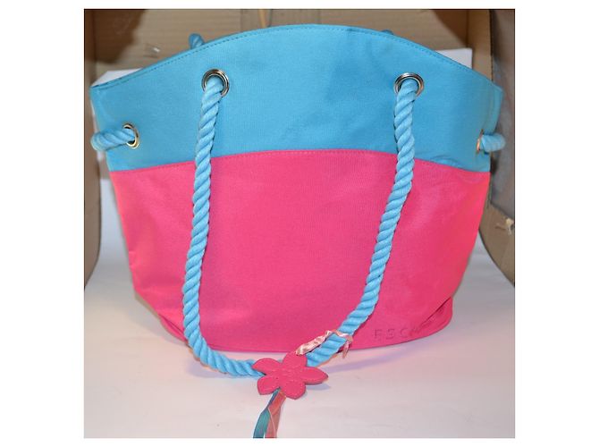 Escada zweifarbige Canvas-Tasche Pink Blau - Ansicht 2