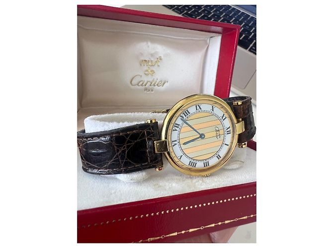 Cartier Trinity Quartz Uhr Braun Weiß Golden - Ansicht 2