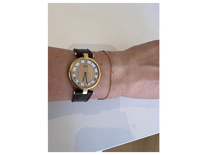 Cartier Trinity Quartz Uhr Braun Weiß Golden - Ansicht 3