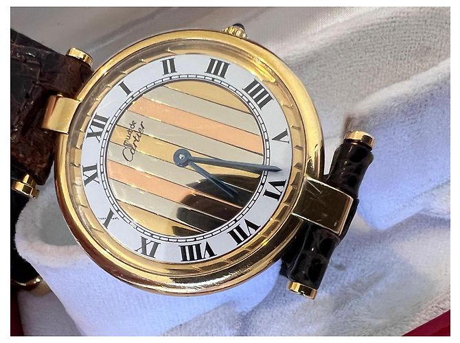 Cartier Trinity Quartz Uhr Braun Weiß Golden - Ansicht 4