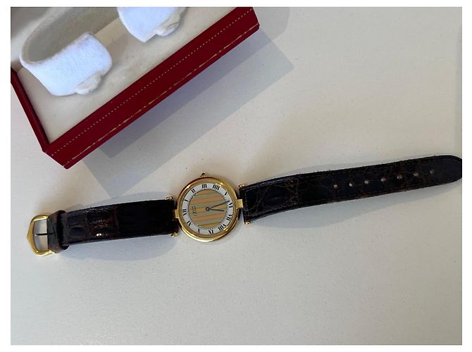 Cartier Trinity Quartz Uhr Braun Weiß Golden - Ansicht 5