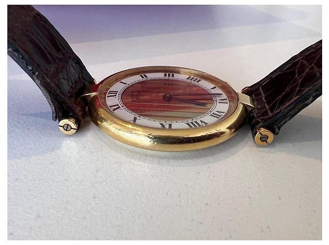 Cartier Trinity Quartz Uhr Braun Weiß Golden - Ansicht 6