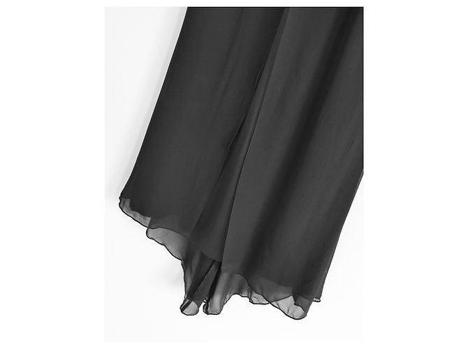 Falda maxi superpuesta de gasa de seda negra Chanel Otoño 2002 02A Negro - vista 3