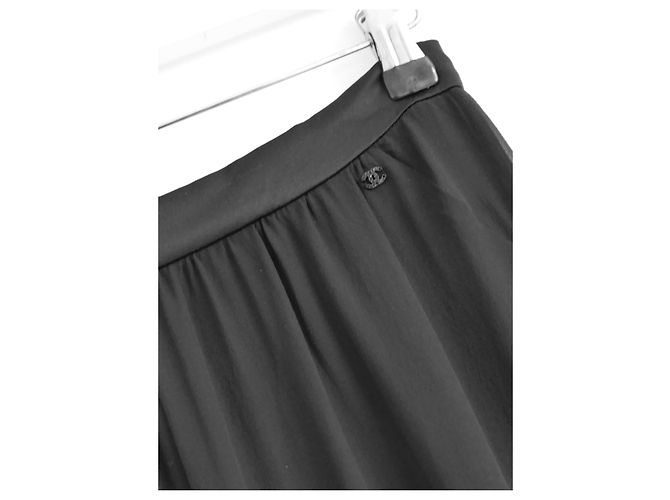 Falda maxi superpuesta de gasa de seda negra Chanel Otoño 2002 02A Negro - vista 4