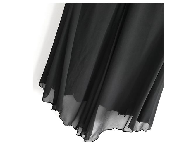 Falda maxi superpuesta de gasa de seda negra Chanel Otoño 2002 02A Negro - vista 6