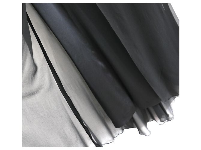 Falda maxi superpuesta de gasa de seda negra Chanel Otoño 2002 02A Negro - vista 7