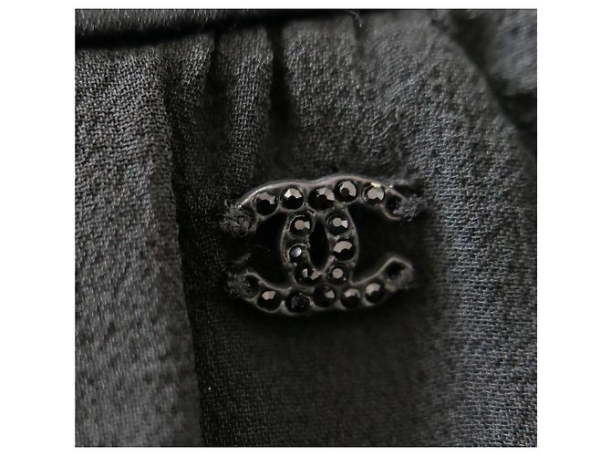 Falda maxi superpuesta de gasa de seda negra Chanel Otoño 2002 02A Negro - vista 8