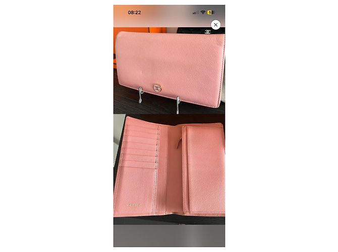 Monedero largo Chanel rosa de cuero Caviar - vista 2
