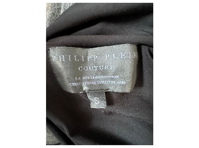Philipp Plein Couture schwarzes One-Shoulder-Kleid mit Raffung und Strasssteinen - Ansicht 3