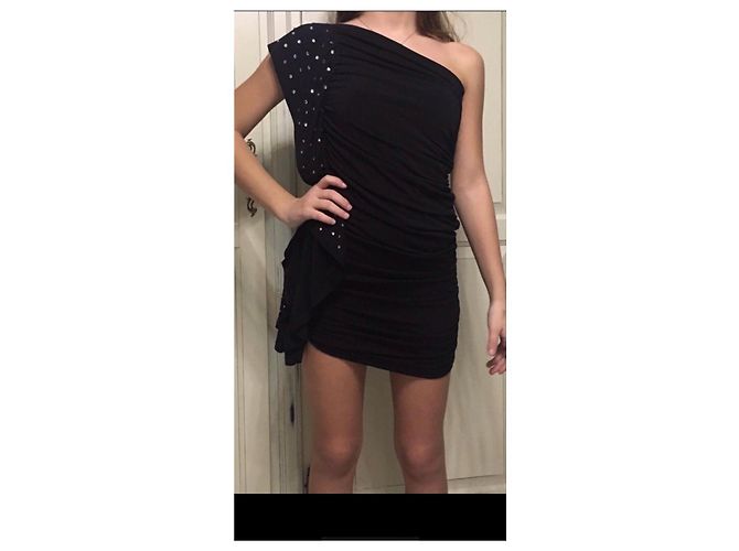 Philipp Plein Couture schwarzes One-Shoulder-Kleid mit Raffung und Strasssteinen - Ansicht 6