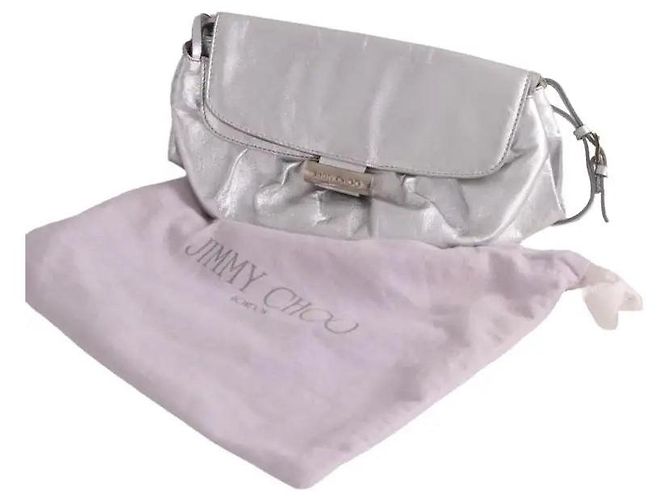 Borsa a tracolla Jimmy Choo in pelle argento - vista 6