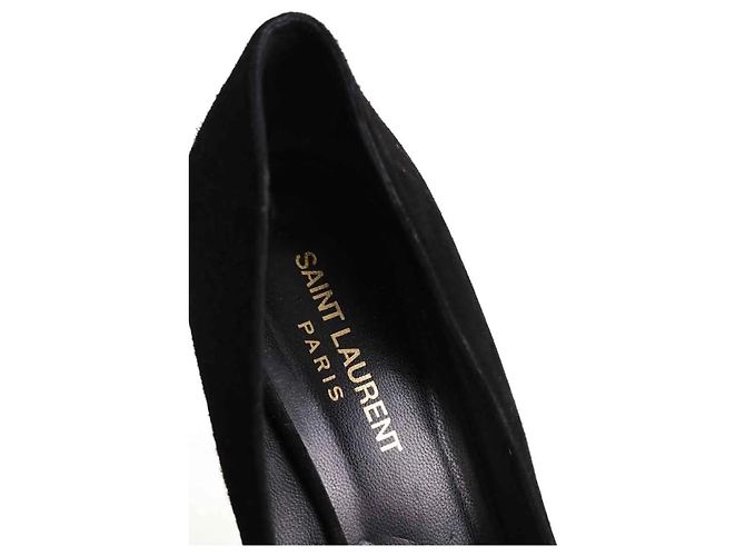 Tacchi Saint Laurent in camoscio nero - vista 4