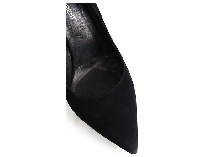 Tacchi Saint Laurent in camoscio nero - vista 5
