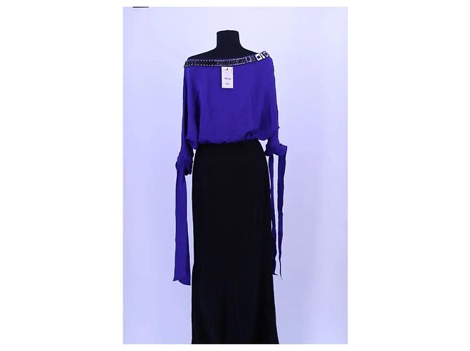 Paule Ka Blaues Seidenkleid - Ansicht 4