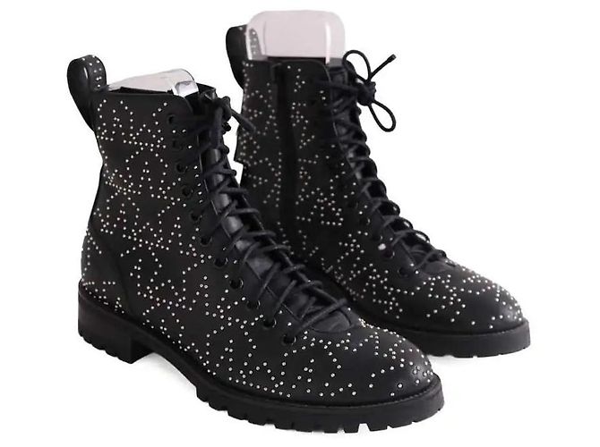 Stivaletti stringati in pelle nera Jimmy Choo Nero - vista 3