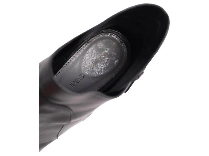 Botas Sergio Rossi de cuero negro con hebilla - vista 5