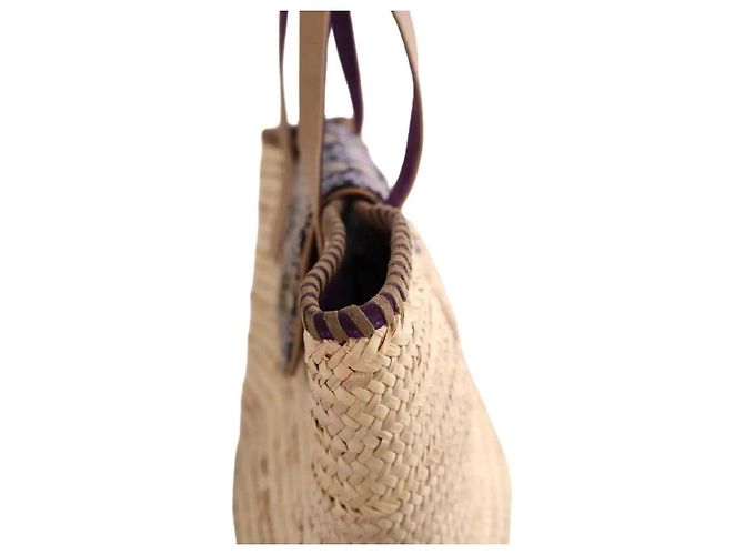 Borsa tote in vimini beige Claris Virot - vista 3
