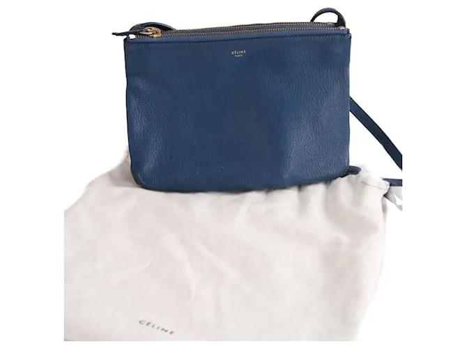 Borsa a tracolla in pelle blu Céline - vista 6