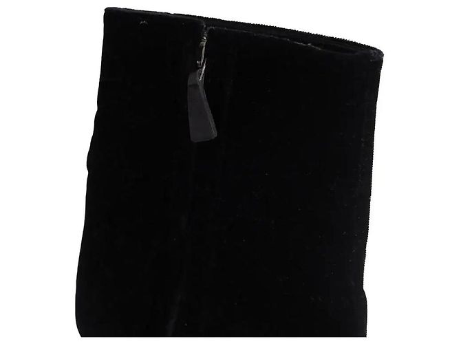 Stivaletti Chanel in velluto nero - vista 4