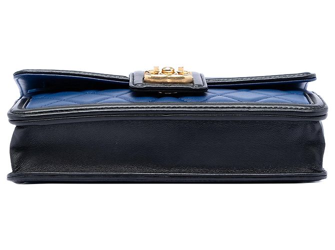 Borsa Crossbody Chanel Bicolor Quilted Lambskin Elegant CC Flap Wallet on Chain Blu - vista 2