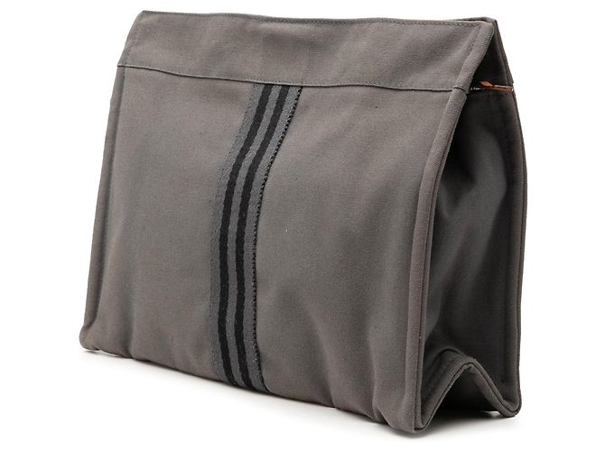 Clutch Hermès Canvas Fourre Tout Grigio - vista 2