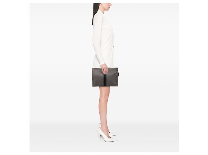 Clutch Hermès Canvas Fourre Tout Grigio - vista 6