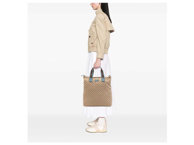 Beige Gucci GG Canvas Web Vertical Tote - Ansicht 6