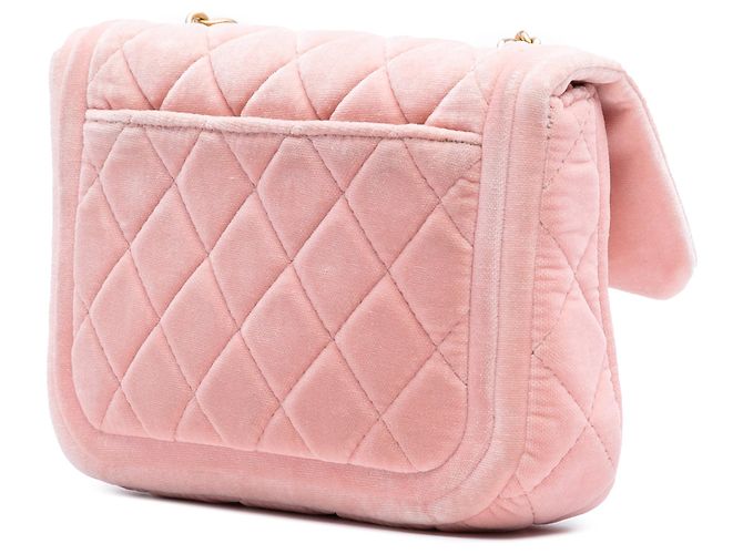 Borsa Crossbody Chanel Mini Quilted Velvet Double Frame Flap Rosa - vista 2