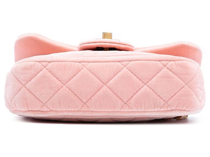 Borsa Crossbody Chanel Mini Quilted Velvet Double Frame Flap Rosa - vista 3