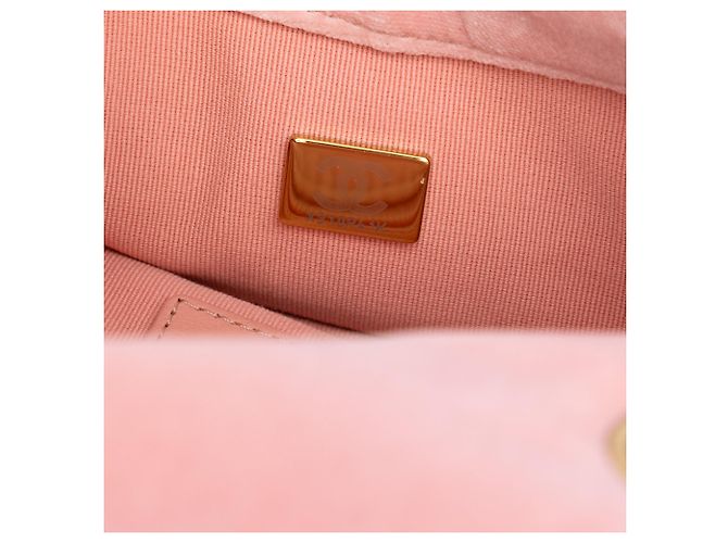 Borsa Crossbody Chanel Mini Quilted Velvet Double Frame Flap Rosa - vista 6