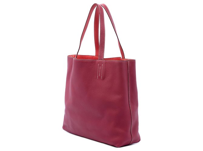 Borsa Tote Hermès Clemence Double Sens 36 Rossa Rosso - vista 2