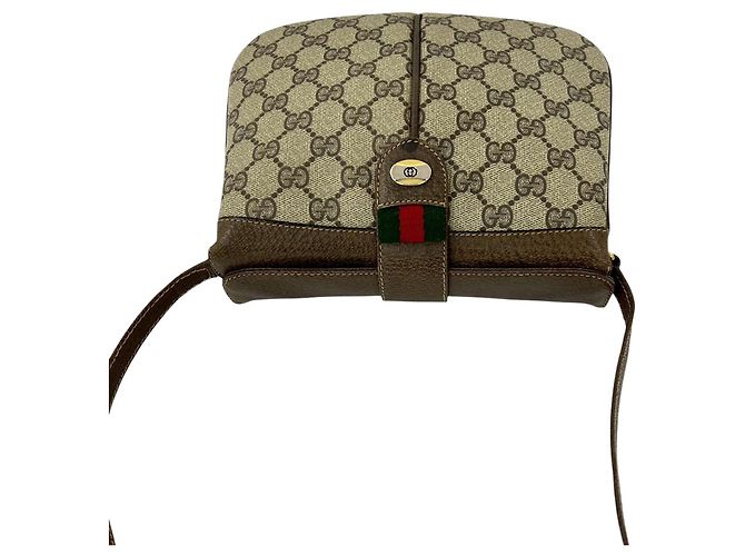 Borsa a tracolla Gucci GG Supreme Web marrone - vista 3
