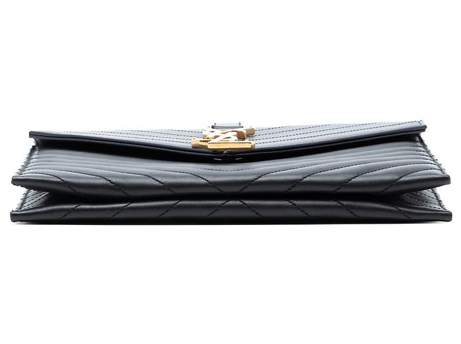 Borsa crossbody a busta classica monogramma in pelle di vitello chevron nera Saint Laurent Nero - vista 3