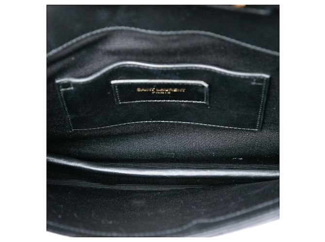 Borsa crossbody a busta classica monogramma in pelle di vitello chevron nera Saint Laurent Nero - vista 4