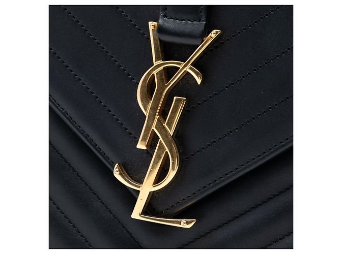 Borsa crossbody a busta classica monogramma in pelle di vitello chevron nera Saint Laurent Nero - vista 5
