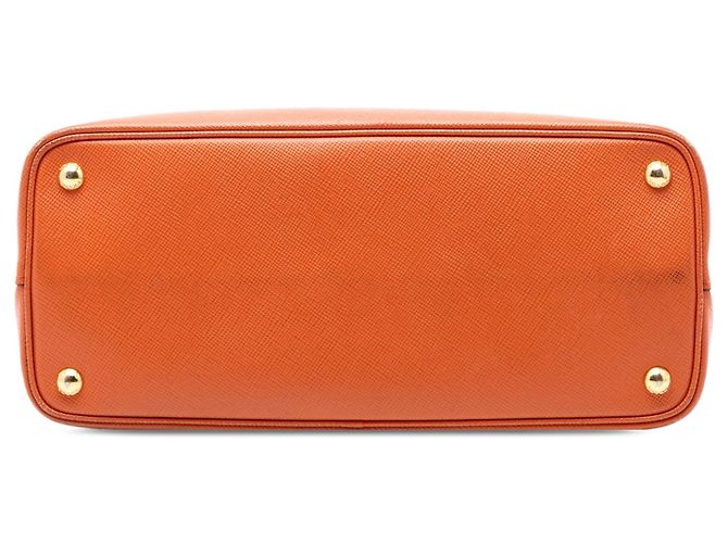 Borsa Double Satchel Prada Medium in Pelle Saffiano Arancione - vista 3