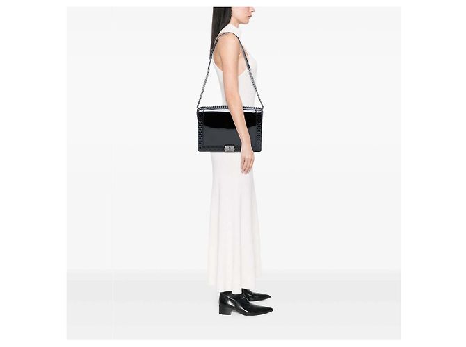 Borsa a tracolla Chanel Boy Reverso Flap Extra Large in vernice nera Nero - vista 7
