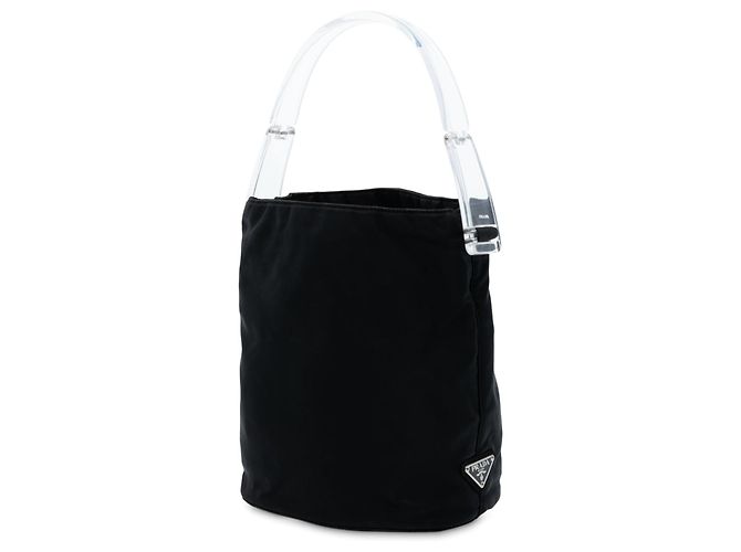 Borsa Prada Tessuto nera con manico in acrilico Nero - vista 2